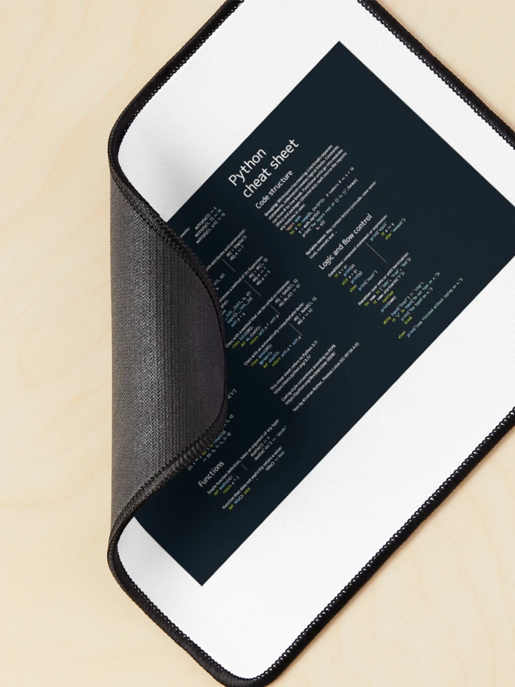 Thumbnail 2 of 5, Mouse Pad, Python _Cheat Sheet designed and sold by Unpredictable Lab.