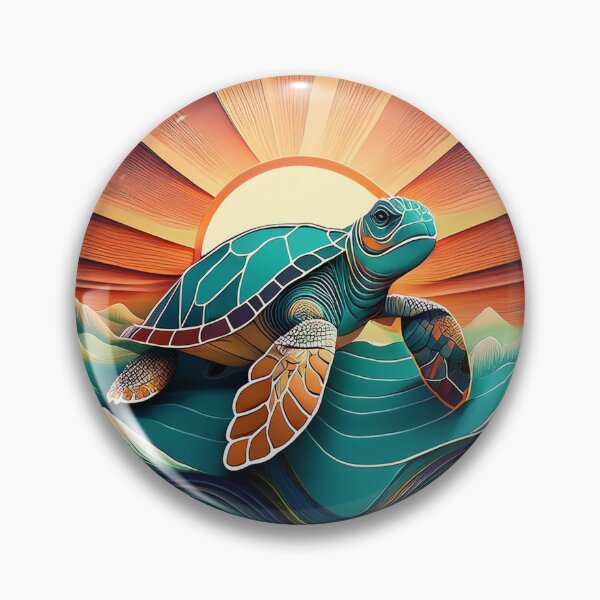 Item preview, Sea Turtle Sunset and Waves Retro Vintage Turtle Artwork designed and sold by Mandeville Photography.