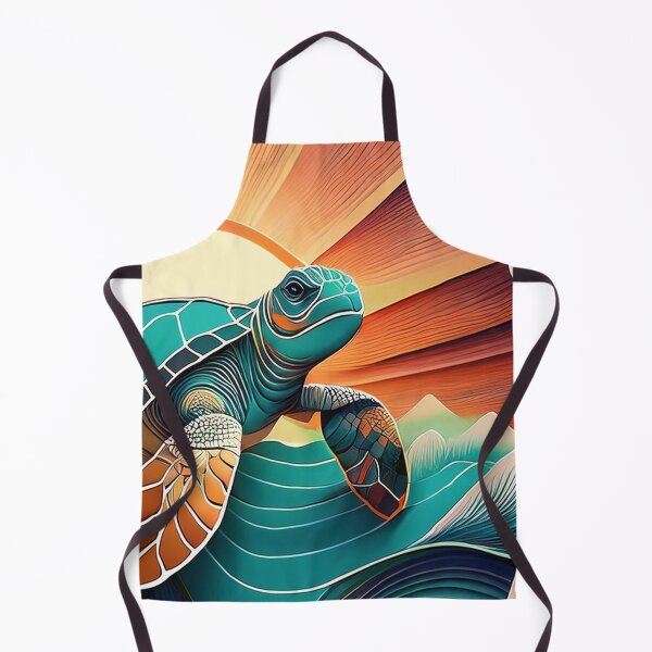 Item preview, Sea Turtle Sunset and Waves Retro Vintage Turtle Artwork designed and sold by Mandeville Photography.