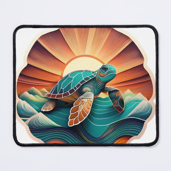 Item preview, Sea Turtle Sunset and Waves Retro Vintage Turtle Artwork designed and sold by Mandeville Photography.