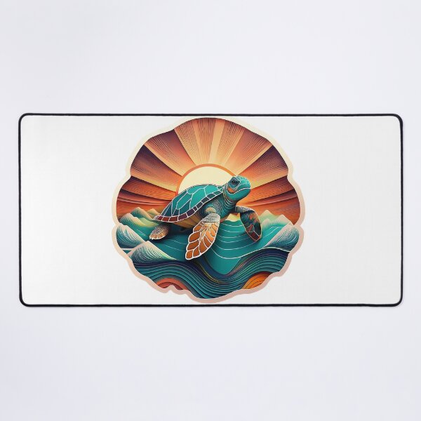 Item preview, Sea Turtle Sunset and Waves Retro Vintage Turtle Artwork designed and sold by Mandeville Photography.