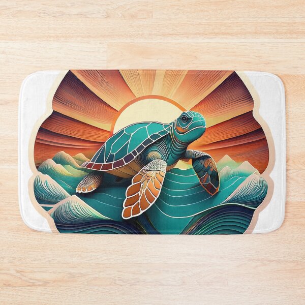 Item preview, Sea Turtle Sunset and Waves Retro Vintage Turtle Artwork designed and sold by Mandeville Photography.