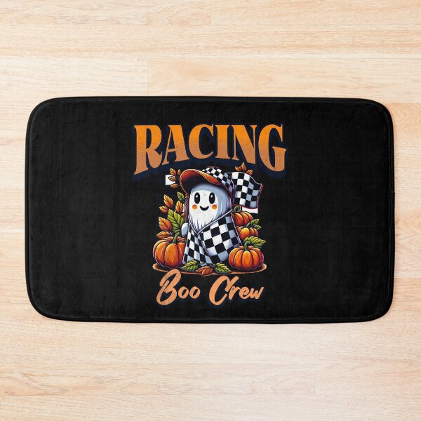 Item preview, Racing Boo Crew Cute Funny Fall Halloween Ghost Racing Checkered Flag Pumpkin Autumn Leaves designed and sold by CarantinedChaos.