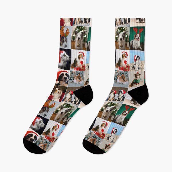 Item preview, Cute Collie Dog Christmas Photo Collage designed and sold by ColorfulPrints.