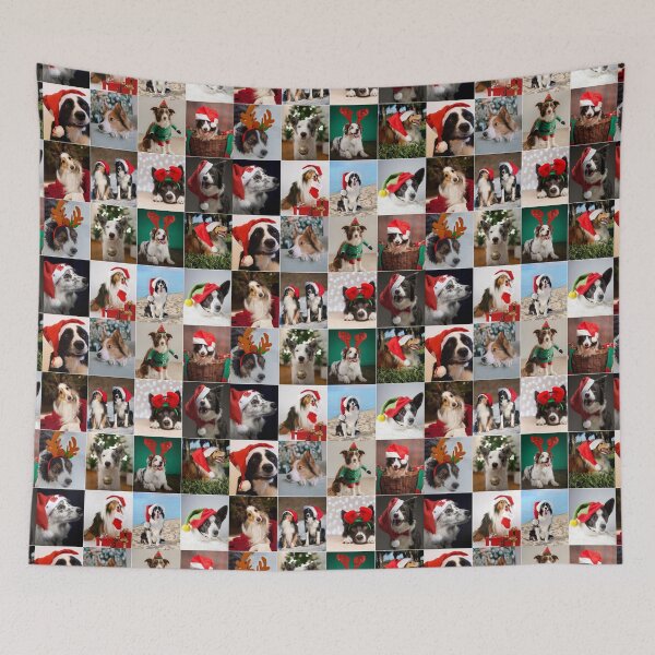 Item preview, Cute Collie Dog Christmas Photo Collage designed and sold by ColorfulPrints.