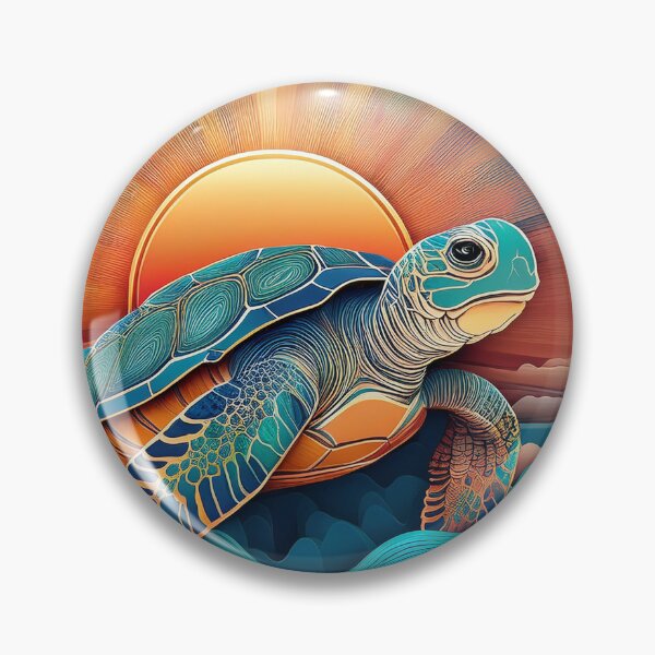 Item preview, Sea Turtle Sunset and Waves Retro Vintage Turtle Artwork designed and sold by Mandeville Photography.
