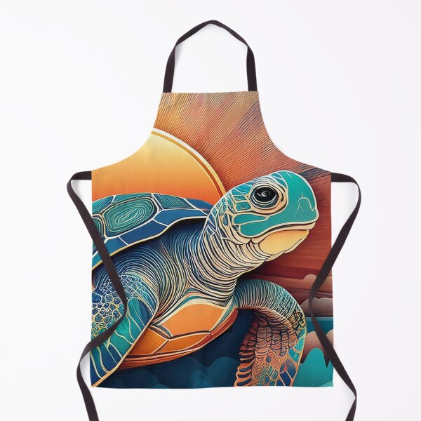 Item preview, Sea Turtle Sunset and Waves Retro Vintage Turtle Artwork designed and sold by Mandeville Photography.