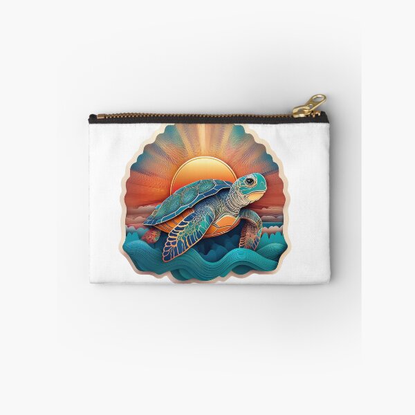 Item preview, Sea Turtle Sunset and Waves Retro Vintage Turtle Artwork designed and sold by Mandeville Photography.