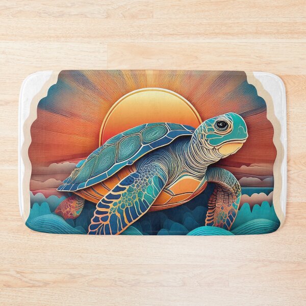 Item preview, Sea Turtle Sunset and Waves Retro Vintage Turtle Artwork designed and sold by Mandeville Photography.