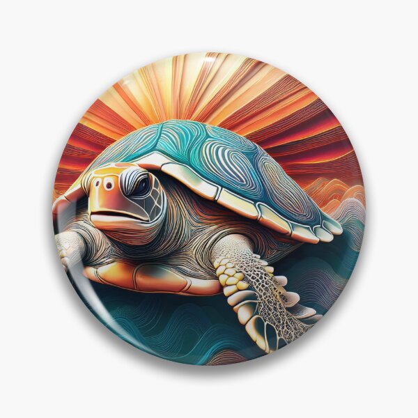 Item preview, Sea Turtle Sunset and Waves Retro Vintage Turtle Artwork designed and sold by Mandeville Photography.