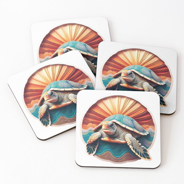 Item preview, Sea Turtle Sunset and Waves Retro Vintage Turtle Artwork designed and sold by Mandeville Photography.