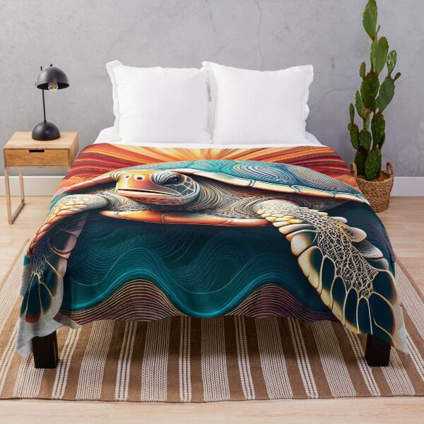 Item preview, Sea Turtle Sunset and Waves Retro Vintage Turtle Artwork designed and sold by Mandeville Photography.