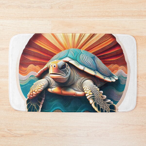 Item preview, Sea Turtle Sunset and Waves Retro Vintage Turtle Artwork designed and sold by Mandeville Photography.