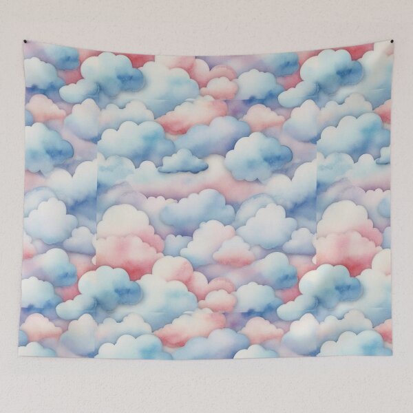 Item preview, Watercolor Sugar Cotton Clouds Background designed and sold by hjian8219.