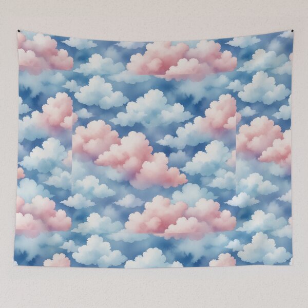 Item preview, Watercolor Sugar Cotton Clouds Background designed and sold by hjian8219.