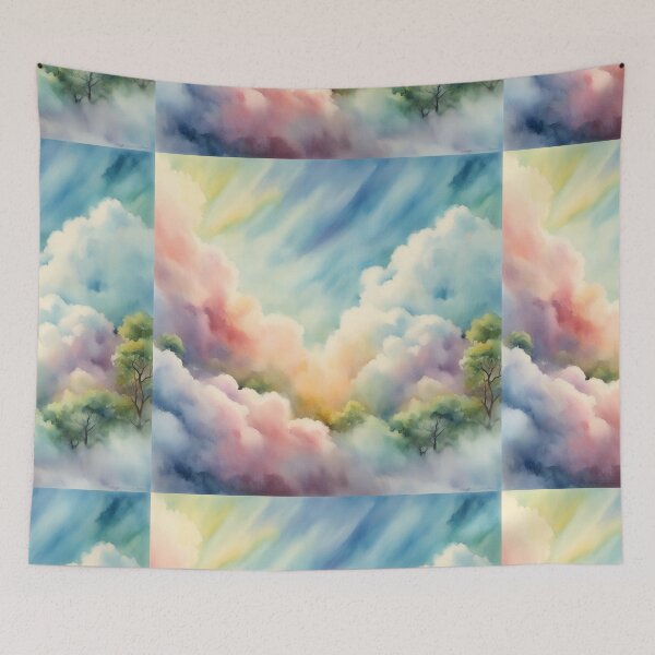 Item preview, Watercolor Sugar Cotton Clouds Background designed and sold by hjian8219.