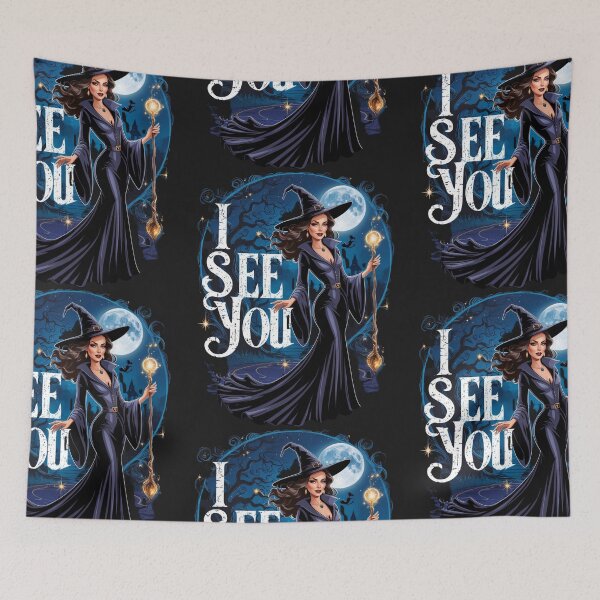 Item preview, Enchanting Brunette Witch in Mystical Moonlit Scene designed and sold by TshirtTown77.