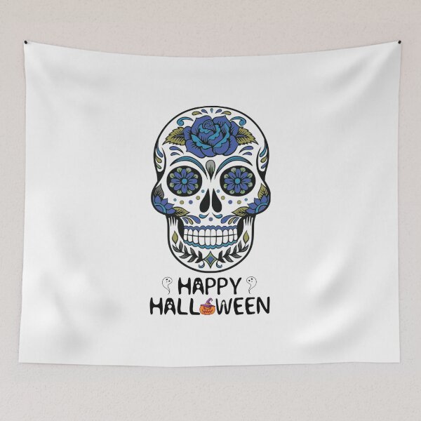 Item preview, Happy Halloween, Floral skull, skull, Skulls designed and sold by LissethsWorld.