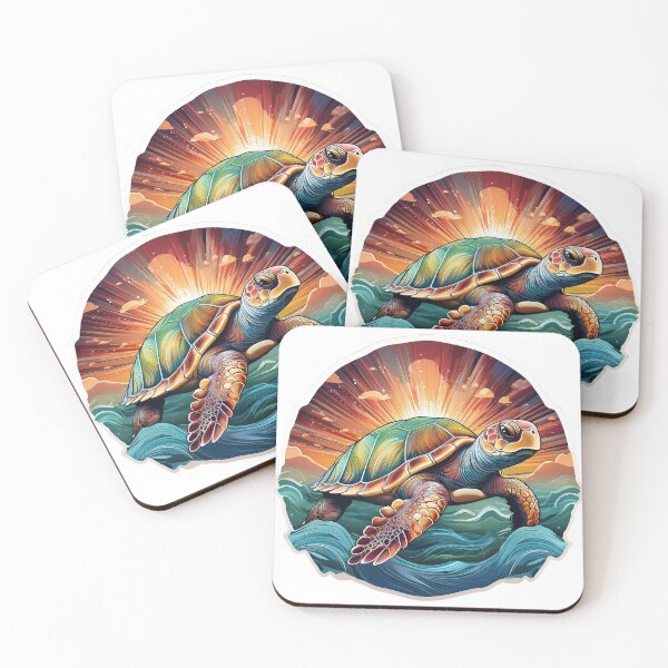 Item preview, Sea Turtle Sunset and Waves Retro Vintage Turtle Artwork designed and sold by Mandeville Photography.