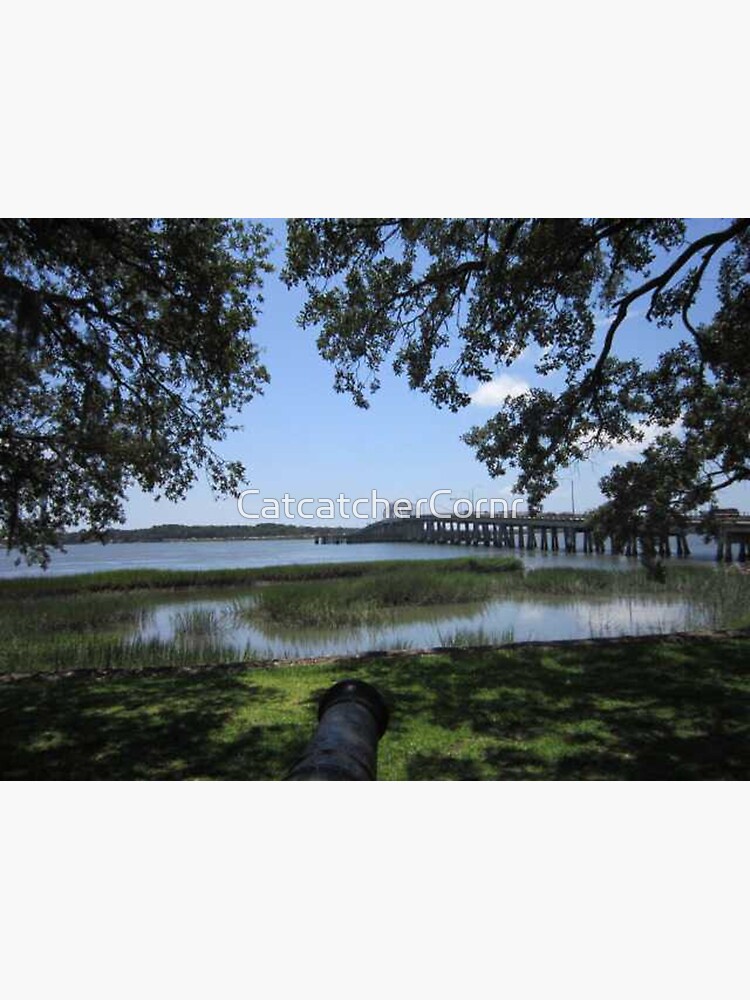 Thumbnail 3 of 3, Sticker, Beaufort River and the Woods Memorial Bridge designed and sold by CatcatcherCornr.