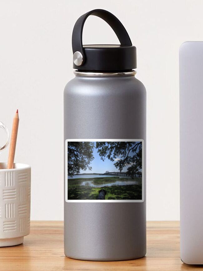 Thumbnail 1 of 3, Sticker, Beaufort River and the Woods Memorial Bridge designed and sold by CatcatcherCornr.