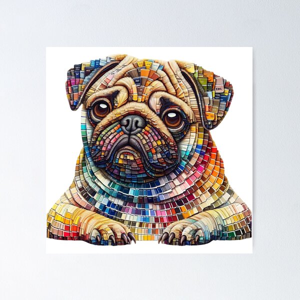 Item preview, Mosaic Pug Dog Sad Eyes designed and sold by Wags & Tails.