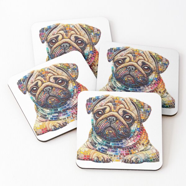 Item preview, Mosaic Pug Dog Sad Eyes designed and sold by Wags & Tails.