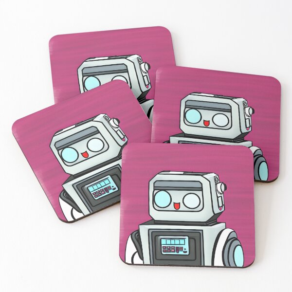 Item preview, Pink Background Smiling Robot designed and sold by omgnovalynn.