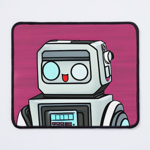 Item preview, Pink Background Smiling Robot designed and sold by omgnovalynn.