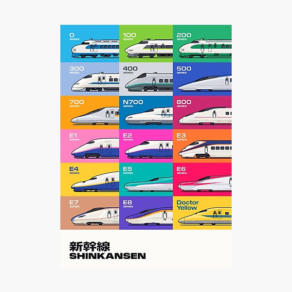 Vista previa del artículo con la obra «Patrón de cuadrícula de tren bala Shinkansen», diseñado y vendido por VoodooCircus.