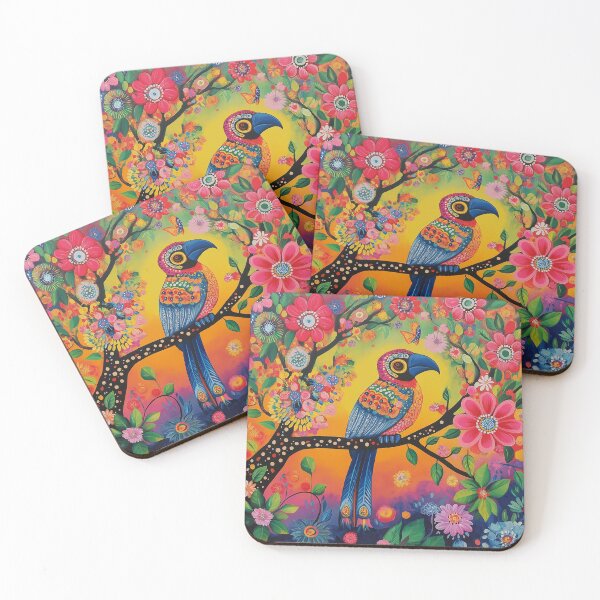 Item preview, Vibrant Tropical Bird Illustration with Mexican Calavera Art Pattern Colorful design designed and sold by R31bN.