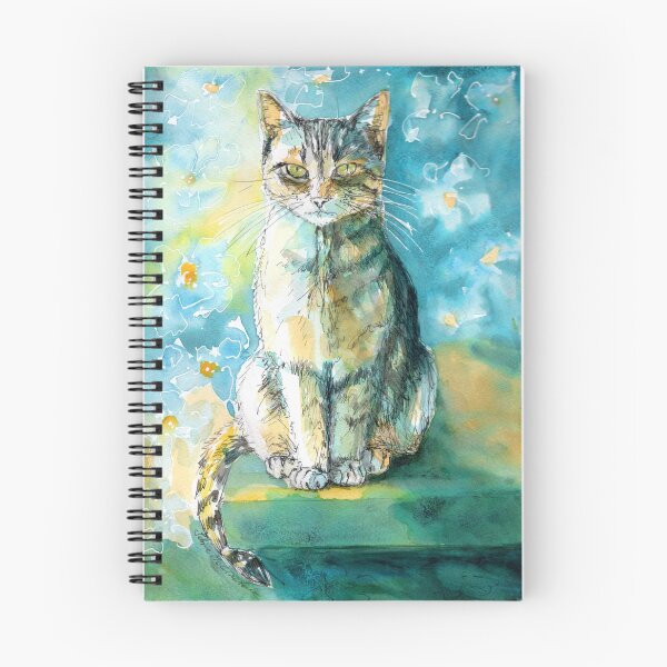 Item preview, Green Eyes and Whiskers, watercolor and ink tabby cat designed and sold by PricklyDaisy.