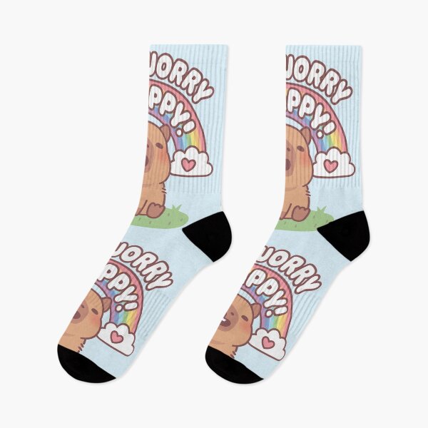 Item preview, Cute Capybara With Rainbow Don't Worry Be Cappy Quote designed and sold by rustydoodle.