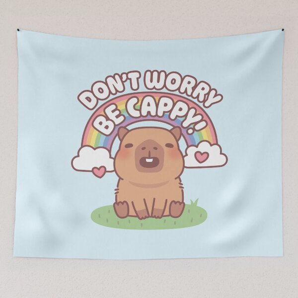Item preview, Cute Capybara With Rainbow Don't Worry Be Cappy Quote designed and sold by rustydoodle.