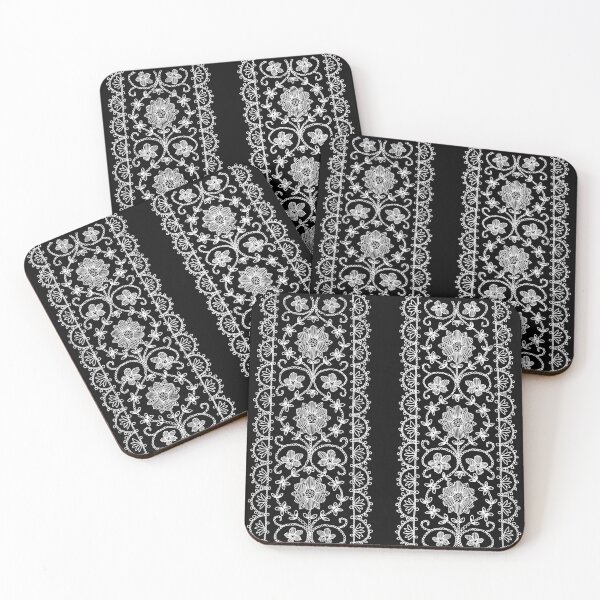 Item preview, White on Black Embroidery Lace designed and sold by SuzyMae.