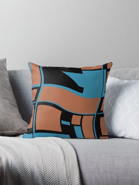 Item preview, Rust Turquoise on Black Geometric Shapes designed and sold by ElasticPixels.