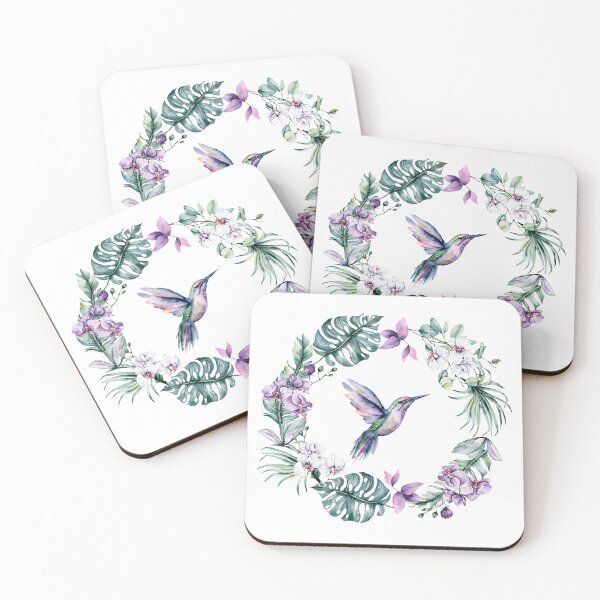 Item preview, Watercolor Hummingbird in Floral Wreath  designed and sold by ANewGlory.