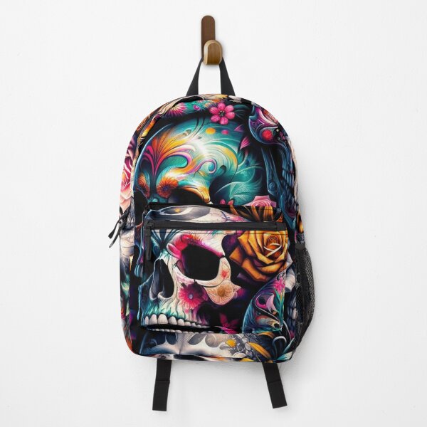 Item preview, Skulls and Summer Flowers Print Pattern designed and sold by PinUpPizzazz.