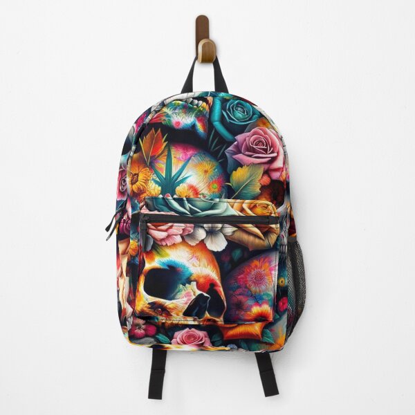 Item preview, Skulls and Spring Flowers Print Pattern designed and sold by PinUpPizzazz.