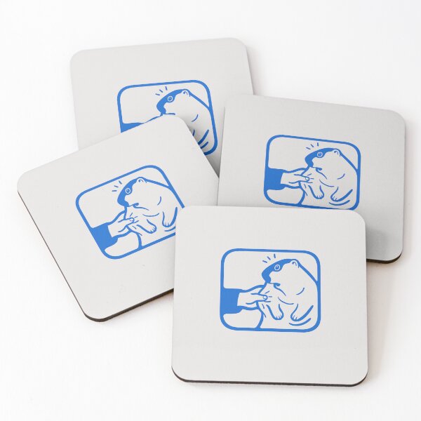 Item preview, A person squishing a cute chonky groundhog. Minimalist art in blue ink designed and sold by martodesign.
