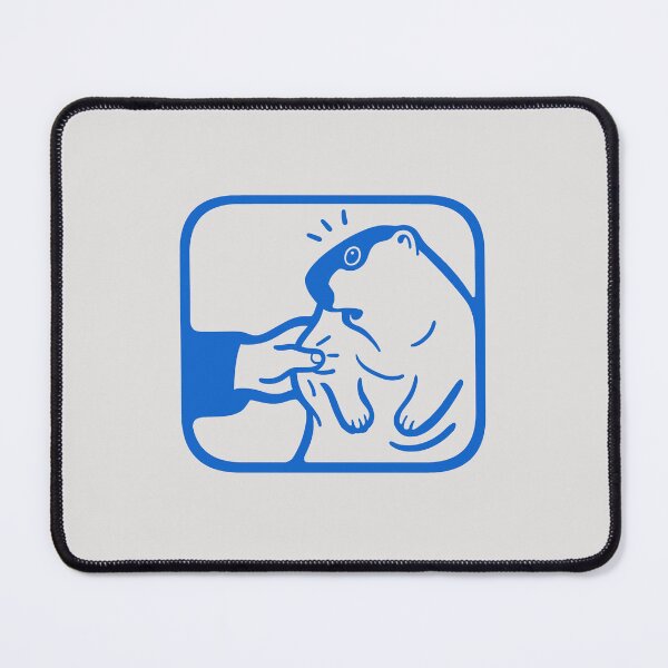 Item preview, A person squishing a cute chonky groundhog. Minimalist art in blue ink designed and sold by martodesign.