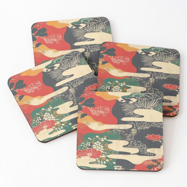 Item preview, Vintage Japanese Sakura Floral Waves designed and sold by Pujo Design.