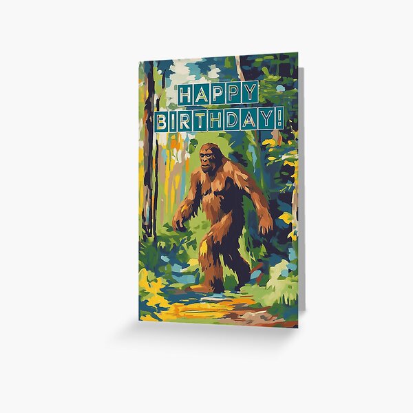 Item preview, Bigfoot Happy Birthday Colorful Forest designed and sold by Valley42Designs.