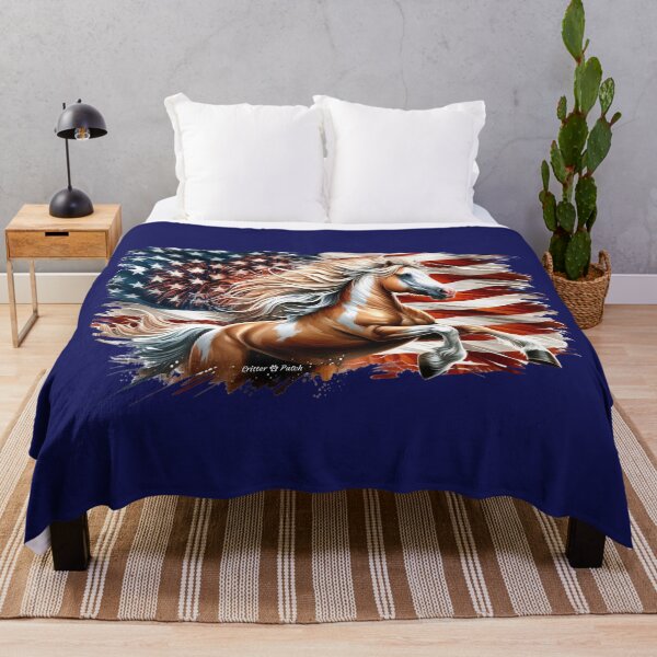 Item preview, Patriotic Palomino Pinto Horse and Flag designed and sold by critterpatchusa.