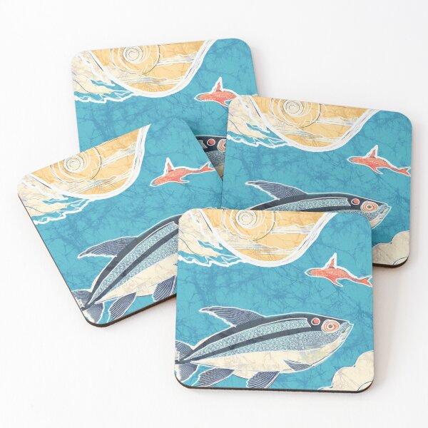 Item preview, Fish Batik Ocean Waves Sun and Surf Japanese style designed and sold by AuroraXGreen.
