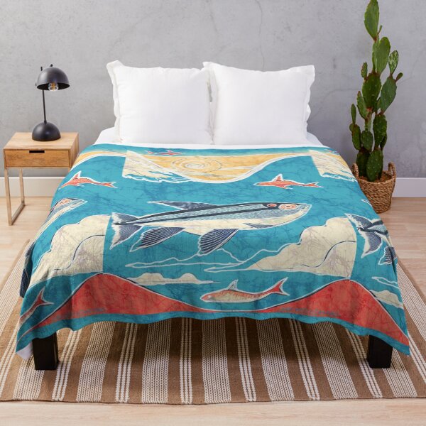Item preview, Fish Batik Ocean Waves Sun and Surf Japanese style designed and sold by AuroraXGreen.