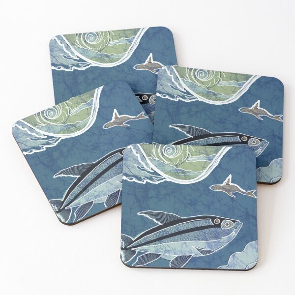 Item preview, Batik Fish Ocean Waves Evening Sea and Surf Japanese style designed and sold by AuroraXGreen.