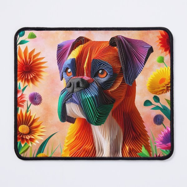 Item preview, 3D boxer portrait art with flowers designed and sold by EmeraldeaArt.