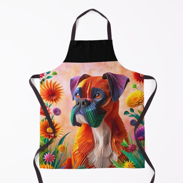 Item preview, 3D boxer portrait art with flowers designed and sold by EmeraldeaArt.
