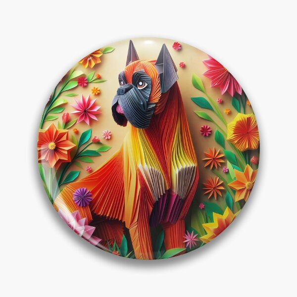 Item preview, 3D boxer origami flowers portrait art designed and sold by EmeraldeaArt.